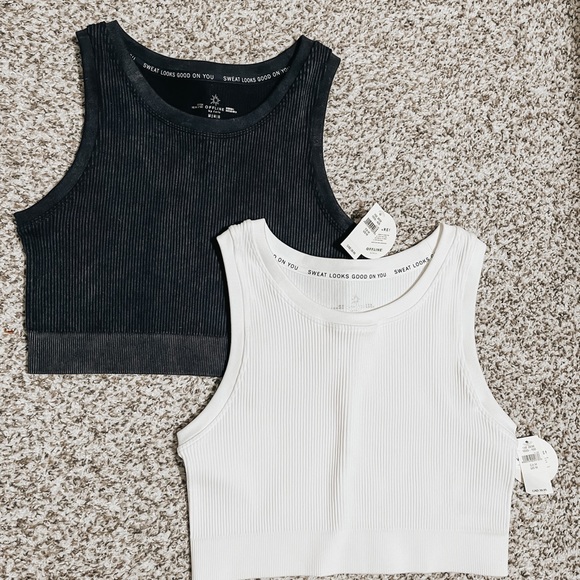 Aerie Offline Seamless Ribbed Sports Bra - White - Picture 3 of 4